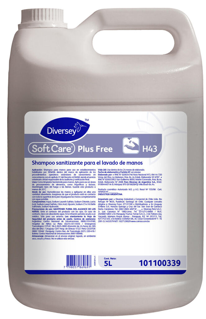 SOFTCARE PLUS FREE 4x5L - JABÓN SANITIZANTE PARA EL LAVADO DE MANOS